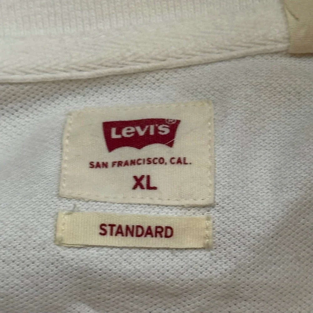 Levi's Standard XL White Housemark Red Logo Short Sleeve Polo Shirt Mens XLTG/EG